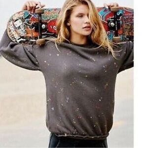 BOGO! Free People Make It Count Sweatshirt Paint Splatter Pullover Iron S